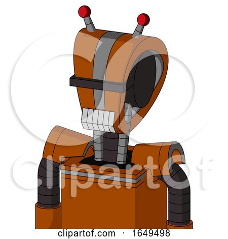 Redish-Orange Mech with Droid Head and Teeth Mouth and Black Visor Cyclops and Double Led Antenna by Leo Blanchette