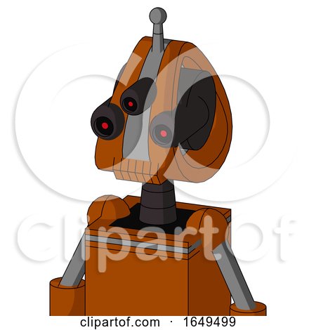 Redish-Orange Mech with Droid Head and Toothy Mouth and Three-Eyed and Single Antenna by Leo Blanchette