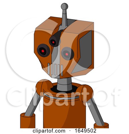 Redish-Orange Mech with Mechanical Head and Vent Mouth and Three-Eyed and Single Antenna by Leo Blanchette