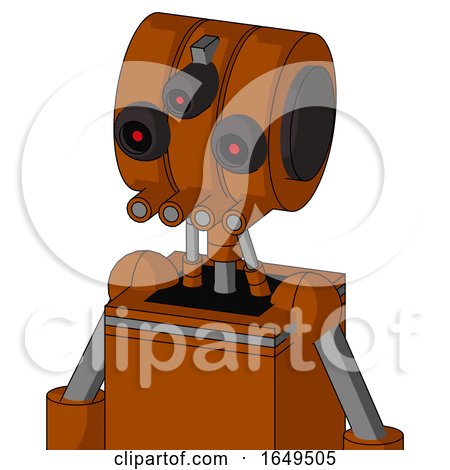 Redish-Orange Mech with Multi-Toroid Head and Pipes Mouth and Three-Eyed by Leo Blanchette