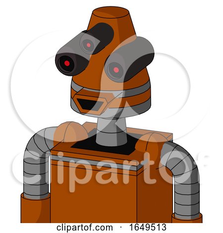 Redish-Orange Mech with Cone Head and Happy Mouth and Three-Eyed by Leo Blanchette