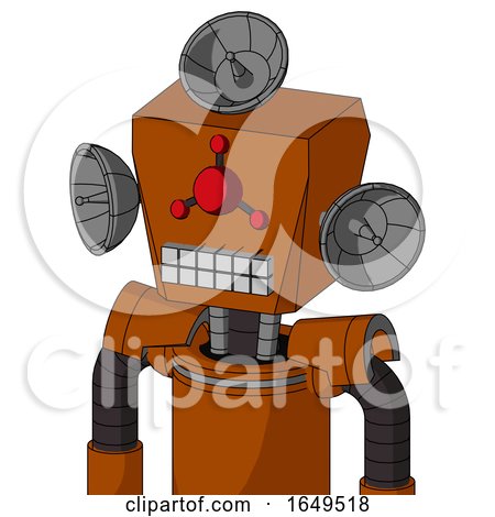 Redish-Orange Mech with Box Head and Keyboard Mouth and Cyclops Compound Eyes and Radar Dish Hat by Leo Blanchette