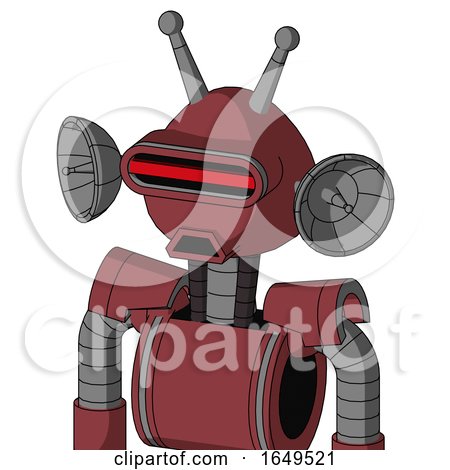 Red Mech with Rounded Head and Sad Mouth and Visor Eye and Double Antenna by Leo Blanchette