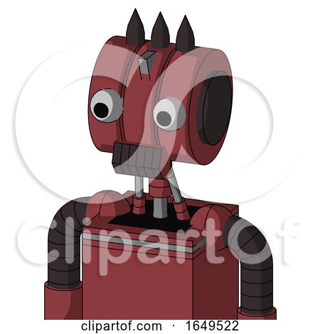 Red Mech with Multi-Toroid Head and Dark Tooth Mouth and Two Eyes and Three Dark Spikes by Leo Blanchette