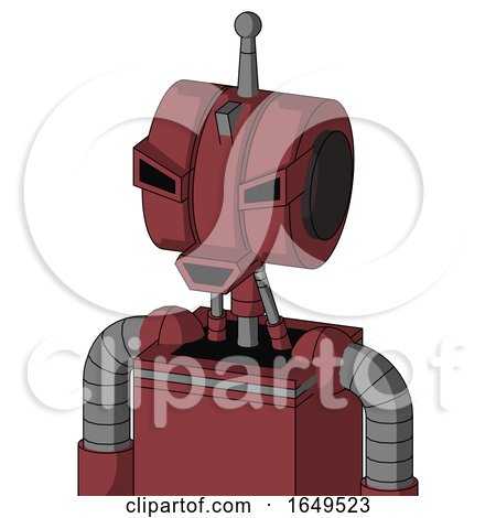 Red Mech with Multi-Toroid Head and Happy Mouth and Angry Eyes and Single Antenna by Leo Blanchette