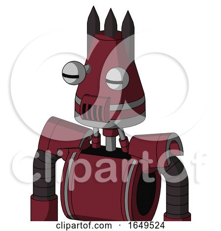 Red Droid with Cone Head and Speakers Mouth and Two Eyes and Three Dark Spikes by Leo Blanchette