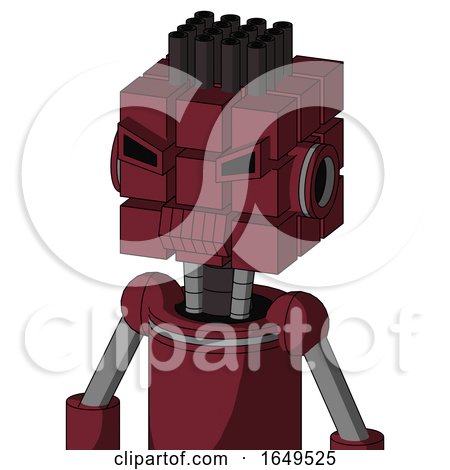 Red Droid with Cube Head and Toothy Mouth and Angry Eyes and Pipe Hair by Leo Blanchette