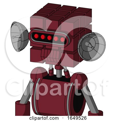 Red Droid with Cube Head and Toothy Mouth and Visor Eye by Leo Blanchette