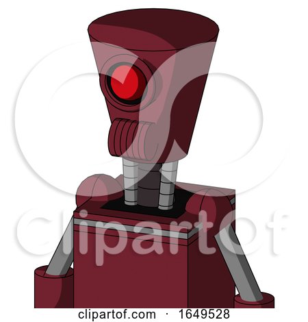 Red Droid with Cylinder-Conic Head and Speakers Mouth and Cyclops Eye by Leo Blanchette