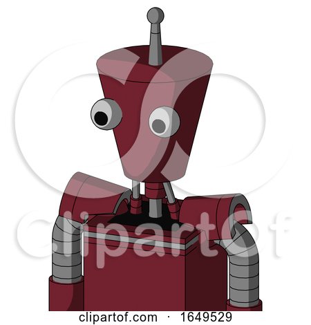Red Droid with Cylinder-Conic Head and Two Eyes and Single Antenna by Leo Blanchette