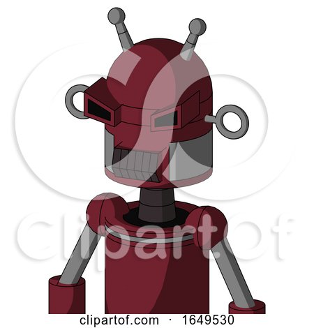 Red Droid with Dome Head and Dark Tooth Mouth and Angry Eyes and Double Antenna by Leo Blanchette
