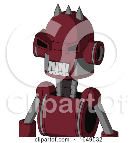 Red Droid with Dome Head and Teeth Mouth and Angry Eyes and Three Spiked by Leo Blanchette