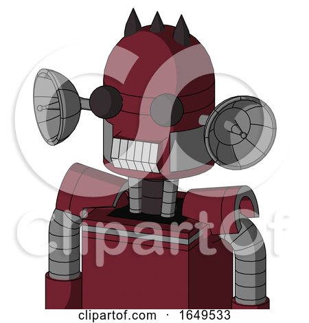Red Droid with Dome Head and Teeth Mouth and Two Eyes and Three Dark Spikes by Leo Blanchette