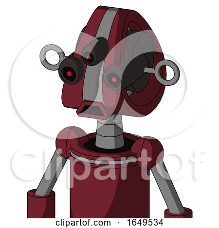 Red Droid with Droid Head and Sad Mouth and Three-Eyed by Leo Blanchette
