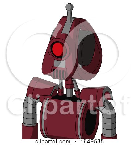 Red Droid with Droid Head and Speakers Mouth and Cyclops Eye and Single Antenna by Leo Blanchette