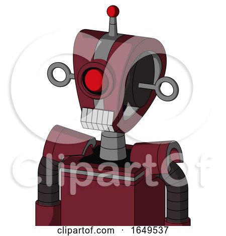 Red Droid with Droid Head and Teeth Mouth and Cyclops Eye and Single Led Antenna by Leo Blanchette