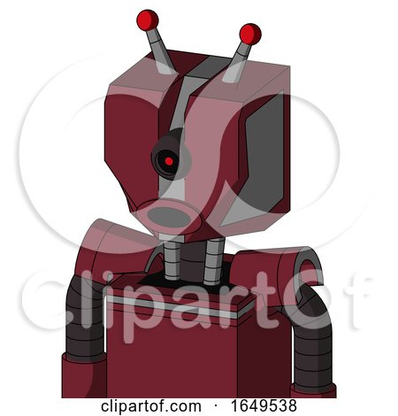 Red Droid with Mechanical Head and Round Mouth and Black Cyclops Eye and Double Led Antenna by Leo Blanchette
