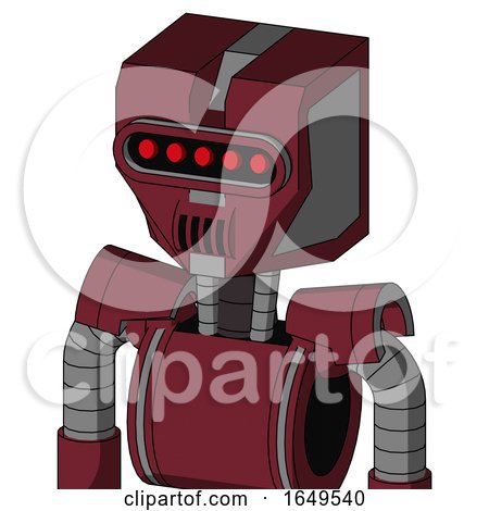 Red Droid with Mechanical Head and Speakers Mouth and Visor Eye by Leo Blanchette