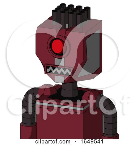 Red Droid with Mechanical Head and Square Mouth and Cyclops Eye and Pipe Hair by Leo Blanchette