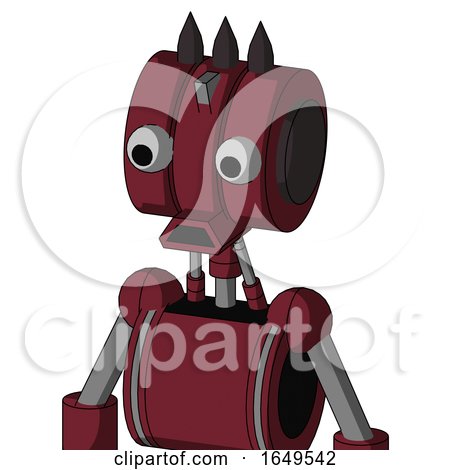 Red Droid with Multi-Toroid Head and Sad Mouth and Two Eyes and Three Dark Spikes by Leo Blanchette