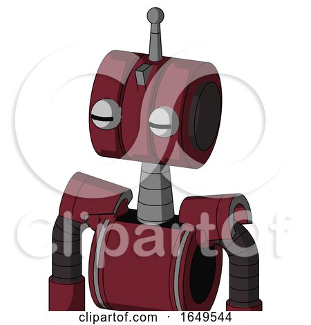 Red Droid with Multi-Toroid Head and Two Eyes and Single Antenna by Leo Blanchette