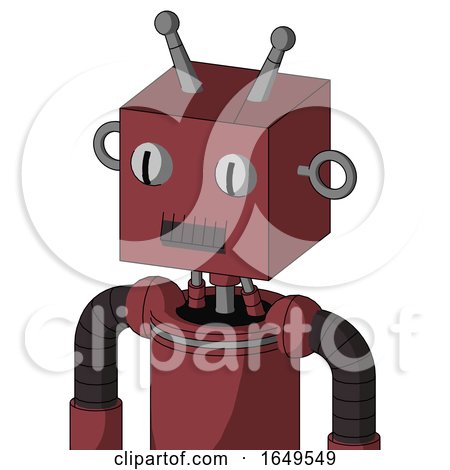 Red Mech with Box Head and Dark Tooth Mouth and Two Eyes and Double Antenna by Leo Blanchette