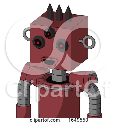 Red Mech with Box Head and Happy Mouth and Three-Eyed and Three Dark Spikes by Leo Blanchette