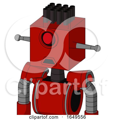 Red Mech with Box Head and Sad Mouth and Cyclops Eye and Pipe Hair by Leo Blanchette
