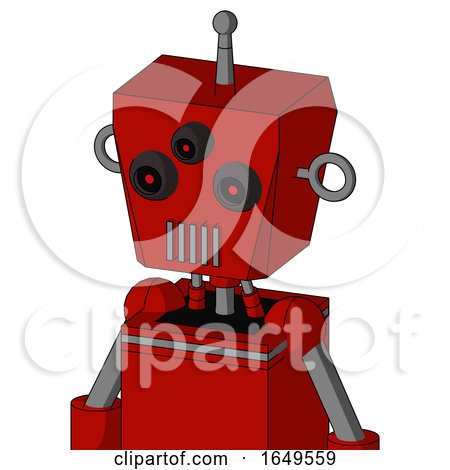 Red Mech with Box Head and Vent Mouth and Three-Eyed and Single Antenna by Leo Blanchette