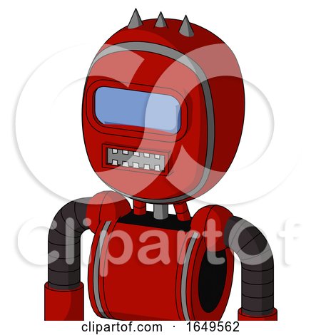 Red Mech with Bubble Head and Square Mouth and Large Blue Visor Eye and Three Spiked by Leo Blanchette