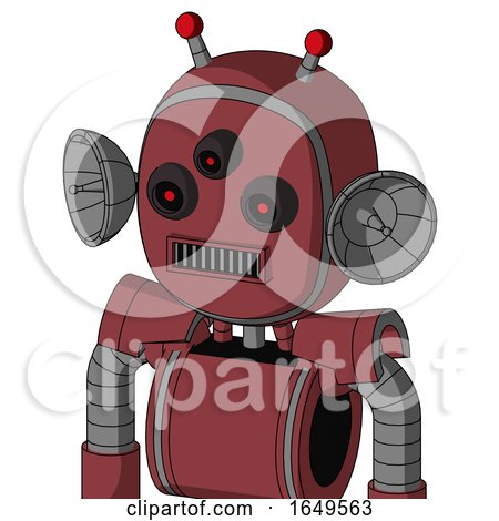 Red Mech with Bubble Head and Square Mouth and Three-Eyed and Double Led Antenna by Leo Blanchette