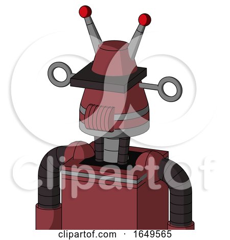 Red Mech with Cone Head and Speakers Mouth and Black Visor Cyclops and Double Led Antenna by Leo Blanchette