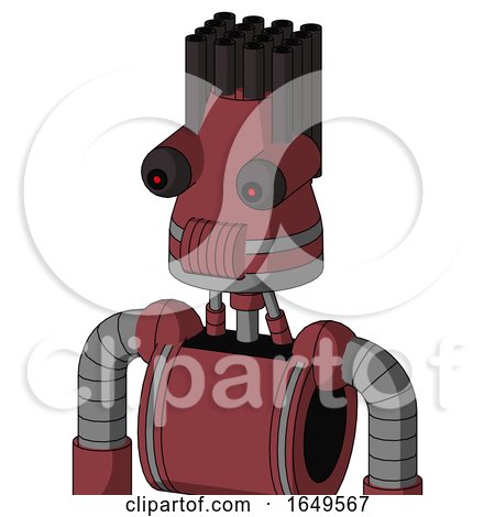 Red Mech with Cone Head and Speakers Mouth and Red Eyed and Pipe Hair by Leo Blanchette
