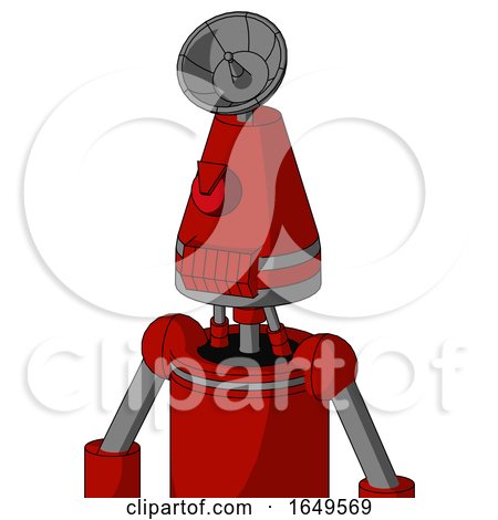 Red Mech with Cone Head and Toothy Mouth and Angry Cyclops and Radar Dish Hat by Leo Blanchette