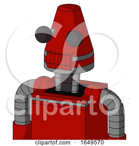Red Mech with Cone Head and Toothy Mouth and Two Eyes by Leo Blanchette