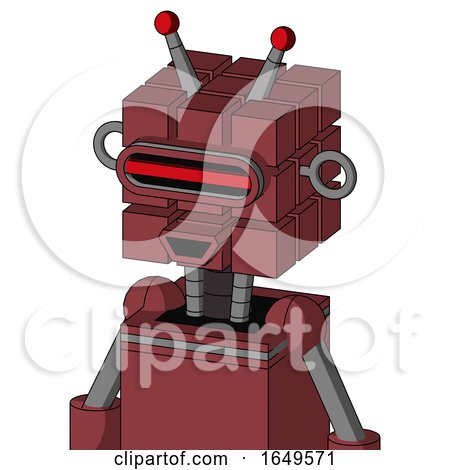 Red Mech with Cube Head and Happy Mouth and Visor Eye and Double Led Antenna by Leo Blanchette