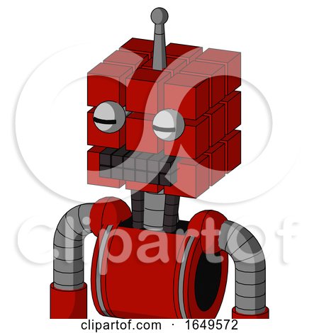 Red Mech with Cube Head and Keyboard Mouth and Two Eyes and Single Antenna by Leo Blanchette