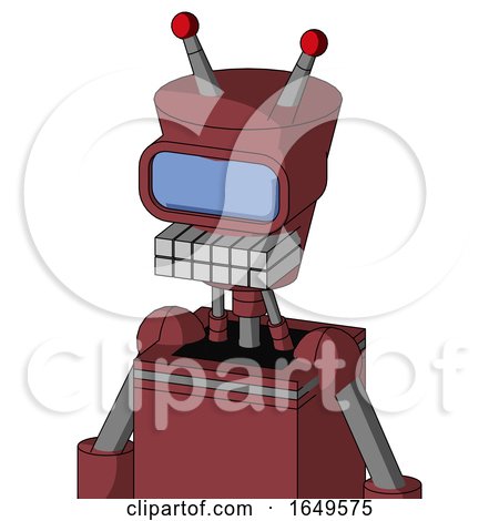 Red Mech with Cylinder-Conic Head and Keyboard Mouth and Large Blue Visor Eye and Double Led Antenna by Leo Blanchette