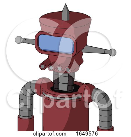 Red Mech with Cylinder-Conic Head and Pipes Mouth and Large Blue Visor Eye and Spike Tip by Leo Blanchette