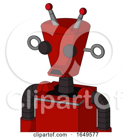 Red Mech with Cylinder-Conic Head and Sad Mouth and Two Eyes and Double Led Antenna by Leo Blanchette