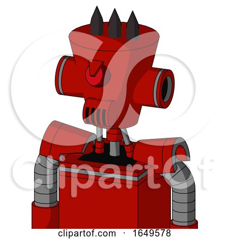 Red Mech with Cylinder-Conic Head and Speakers Mouth and Angry Cyclops and Three Dark Spikes by Leo Blanchette