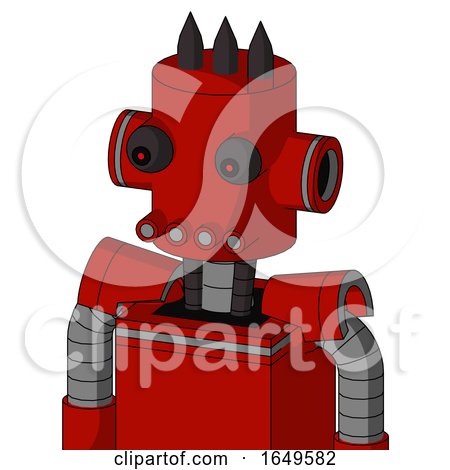 Red Mech with Cylinder Head and Pipes Mouth and Red Eyed and Three Dark Spikes by Leo Blanchette