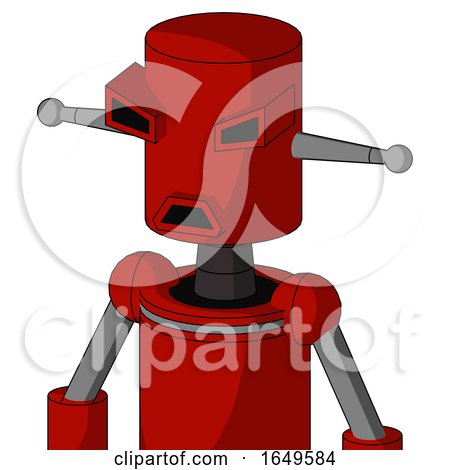 Red Mech with Cylinder Head and Sad Mouth and Angry Eyes by Leo Blanchette
