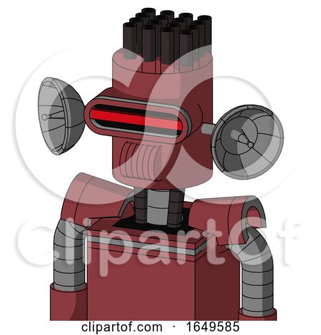 Red Mech with Cylinder Head and Speakers Mouth and Visor Eye and Pipe Hair by Leo Blanchette