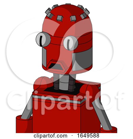 Red Mech with Dome Head and Sad Mouth and Two Eyes by Leo Blanchette