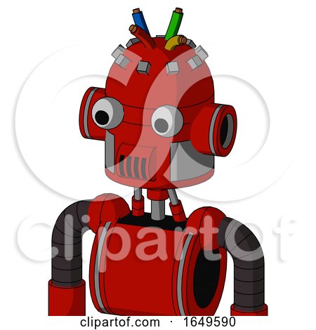Red Mech with Dome Head and Speakers Mouth and Two Eyes and Wire Hair by Leo Blanchette