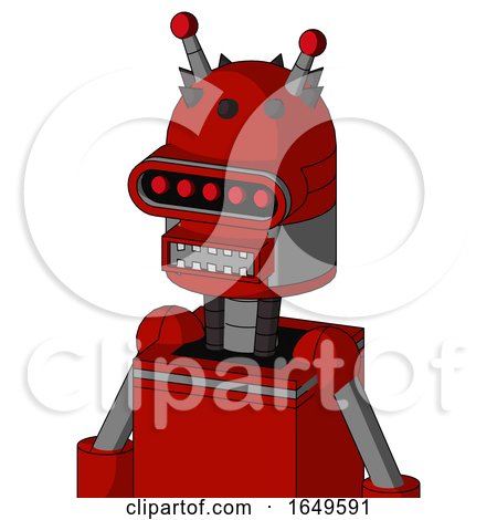 Red Mech with Dome Head and Square Mouth and Visor Eye and Double Led Antenna by Leo Blanchette