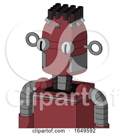 Red Mech with Dome Head and Two Eyes and Pipe Hair by Leo Blanchette