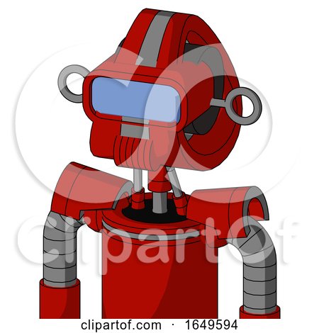Red Mech with Droid Head and Speakers Mouth and Large Blue Visor Eye by Leo Blanchette