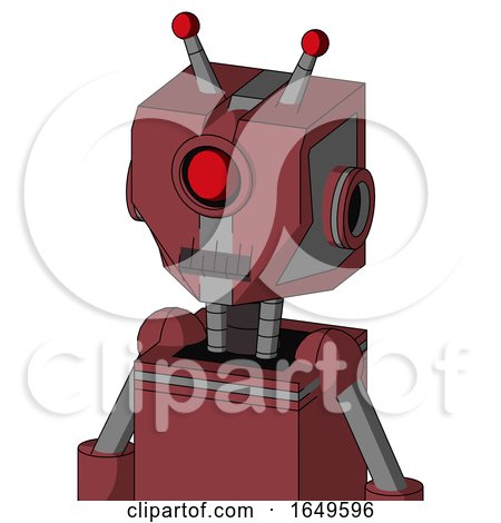 Red Mech with Mechanical Head and Dark Tooth Mouth and Cyclops Eye and Double Led Antenna by Leo Blanchette